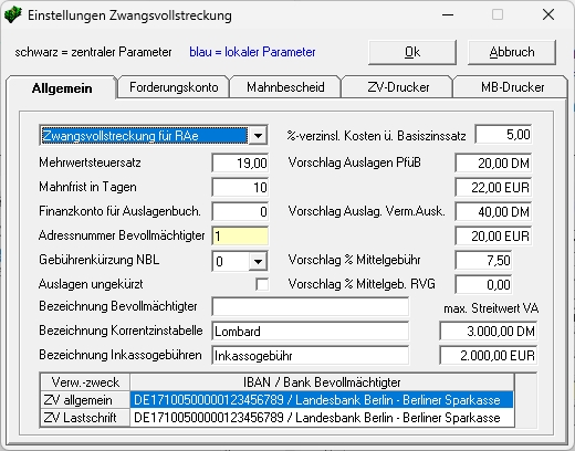 Die korrekten Eintragungen. Kto einstllung zv