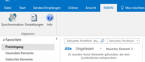 Der neue Button in Outlook. Rawin button oultook