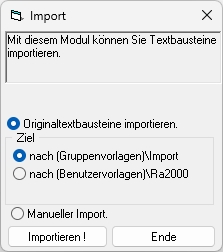Textbausteinimport