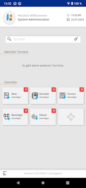 Hier eine Auswahl einer Belegung der Favoriten. Jur dashboard favoriten auswahlbelegt