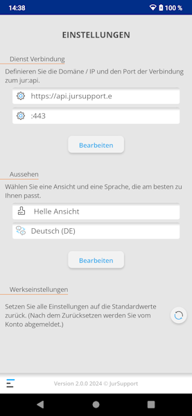Die Einstellungen von RA Mobile Jur einstellungen