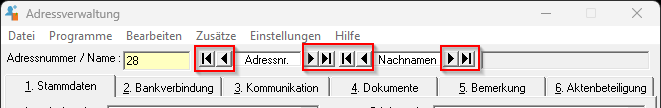 Adressverwaltung datensatzzeiger