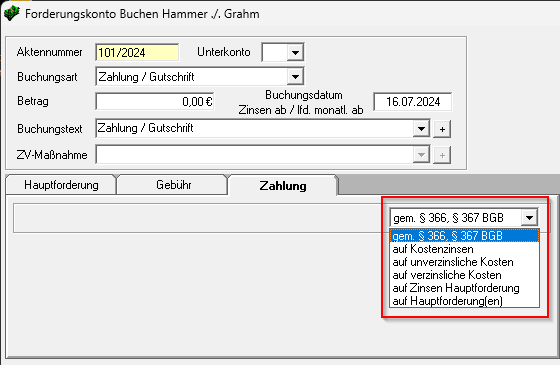 Berücksichtigung von § 366, § 367 BGB im Forderungskonto Forderungskto buchen 366 367