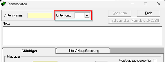 Das Unterkonto (wenn vorhanden). Forderungskto stammdaten unterkto