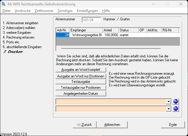 Gebuehrenprogramm ausgabe