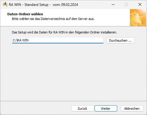 Der Vorschlagswert. Installation lokaler pfad