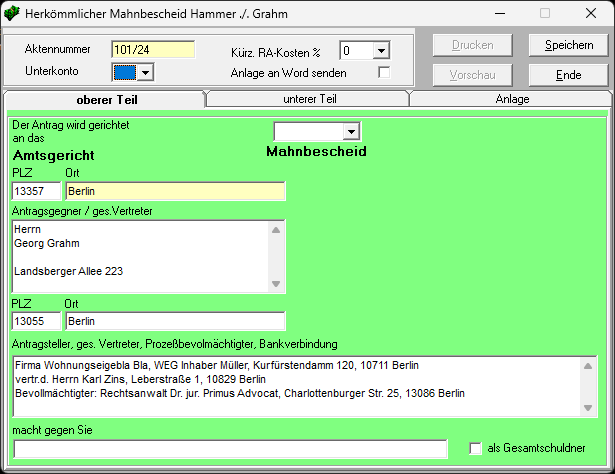 Der herkömmliche Mahnbescheid. Mahnverfahren herk mb