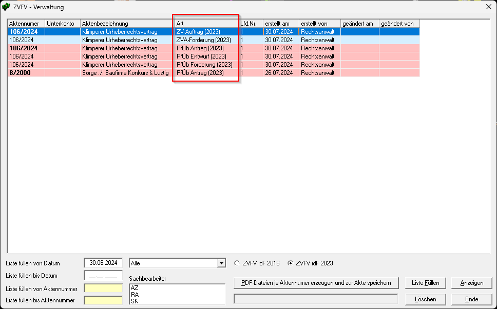 Überblick über Ihre gespeicherten Formulare. Zvfv verwaltg gesp formulare
