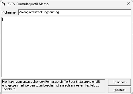 Memo zu einer Profilvorlage. Zvm zvfv verwaltg formularprofile memo